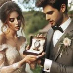 Elegant Exchange Bride Presents Wedding Day Gift to Groom